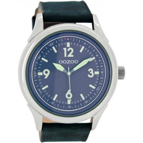 OOZOO Timepieces 48mm Dark Blue Leather Strap C7478